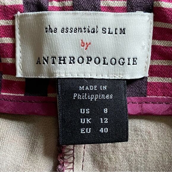 Anthropologie High Rise Pants Essential Slim Pant 8 Stretch Stripes - Picture 3 of 14